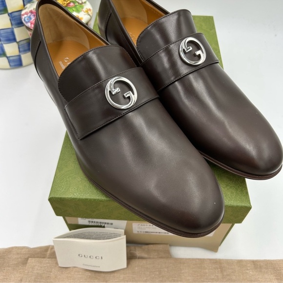 Men’s Gucci interlocking G leather loafer size 13 made in Italy - Picture 7 of 9